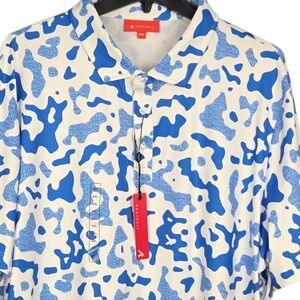 Redvanly Golf Polo Mens XXL White Blue Camo Shirt Performance Stretch Casual NWT